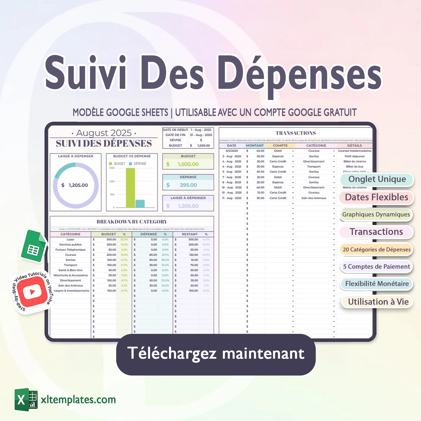 Pack Pro – 5 Modèles Google Sheets